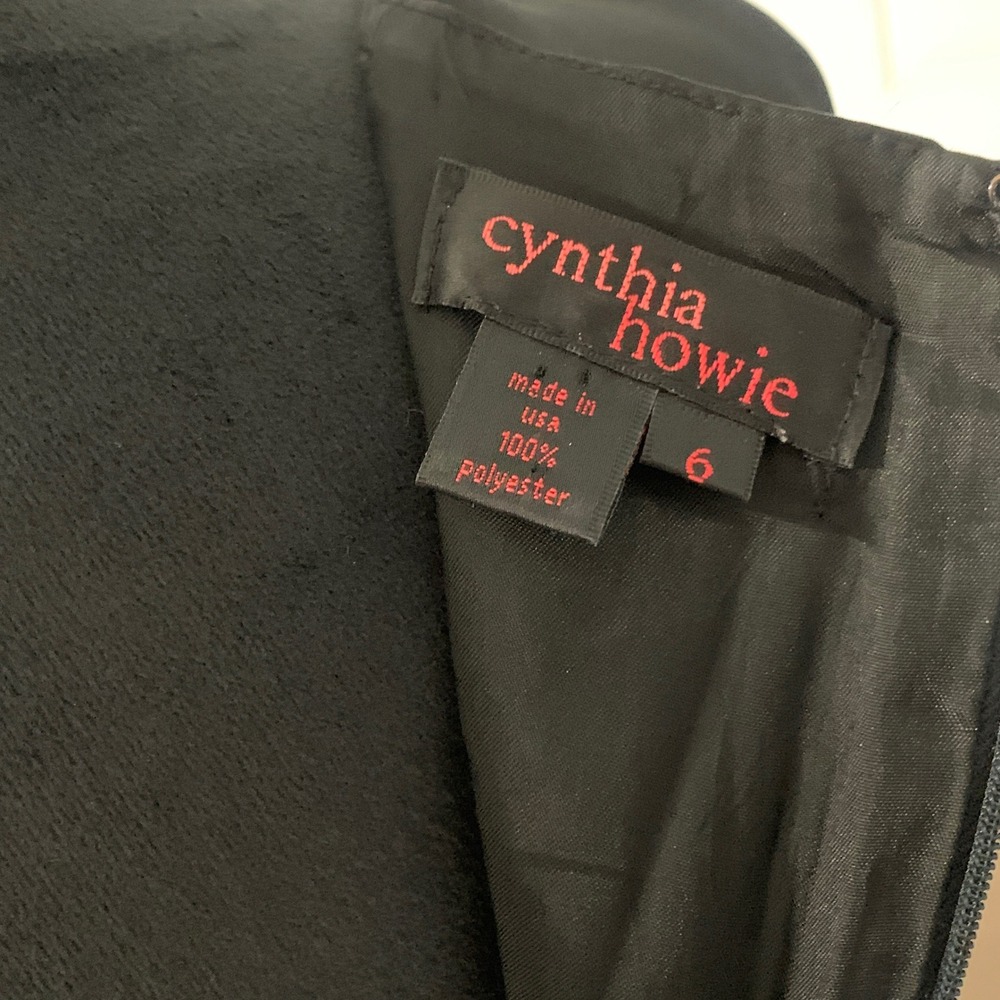 Cynthia Howie Black Sleeveless Midi‎ Dress Cocktail Party Career Womens 6 Sheath - Picture 5 of 9